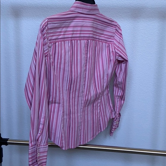 Ann Taylor pink striped blouse - Picture 2 of 3